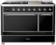 Ilve® Majestic III 48" Glossy Black Pro Style Dual Fuel Liquid Propane Range with Solid Door and Chrome Trim-2