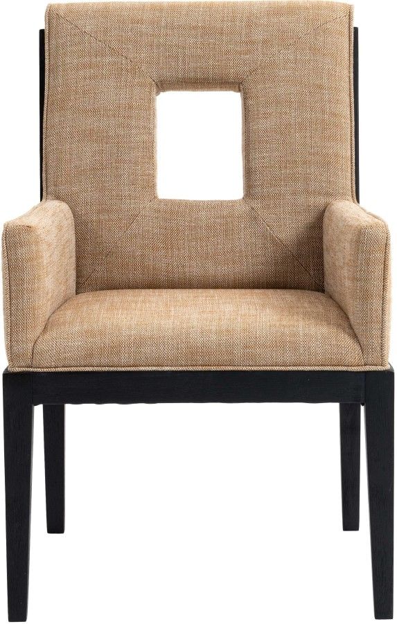 Meridian Furniture Gwendolyn Cognac/Black Linen Textured Upholstered Dining Chair-1