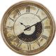 Horloge murale ronde surdimensionnée de 30 po avec chiffres romains sur arrière-plan ancien de Monarch Specialties Inc. - Or antique-0