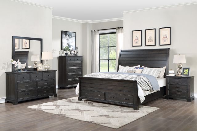 New Classic® Home Furnishings Stafford County Walnut California King Sleigh Storage Bed-1