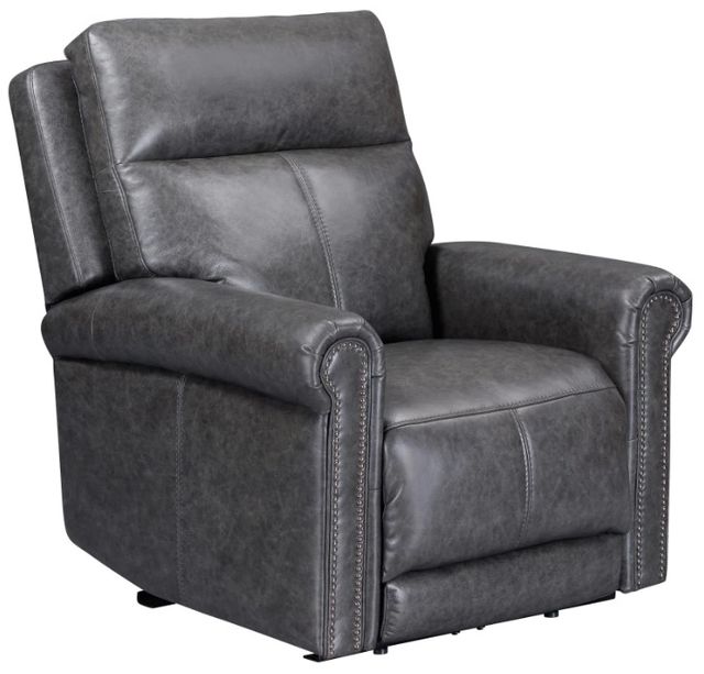 Flexsteel® Alexander Weathered Gray Leather Power Recliner with Power Headrest and Lumbar-0