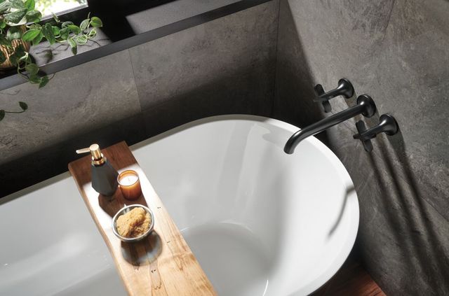 Brizo Jason Wu Matte Black Wall Mount Tub Filler Cross Handles-1