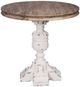 A & B Home Light Brown Round Side Table with Soft White Pedestal -0