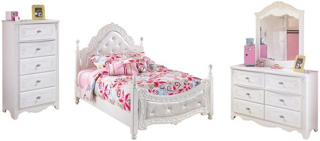 Signature Design by Ashley® Exquisite 4-Piece White Full Poster Bed Set-0