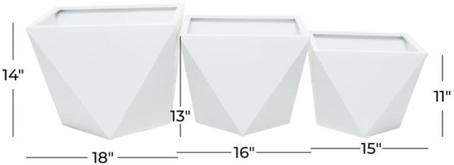 Deco Marche CosmoLiving by Cosmopolitan 3-Piece White Indoor Outdoor Planter-3