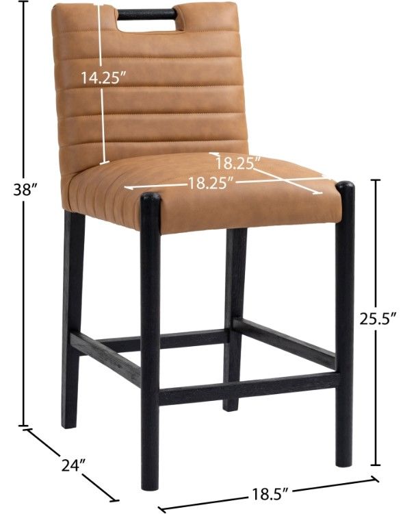 Meridian Furniture Aimee Cognac Leather Counter Stool-2