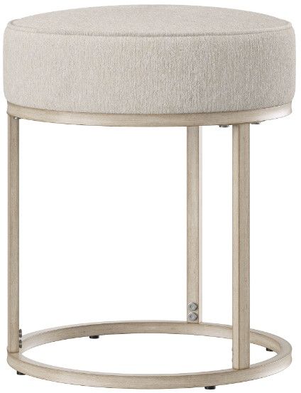 HH2 Home Swanson Bone White/Distressed White Metal Vanity Stool-0