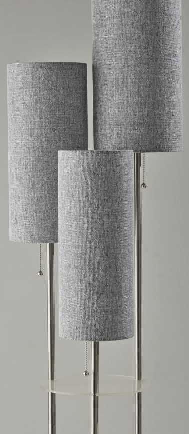 Adesso® Trio Brushed Steel Shelf Floor Lamp-2