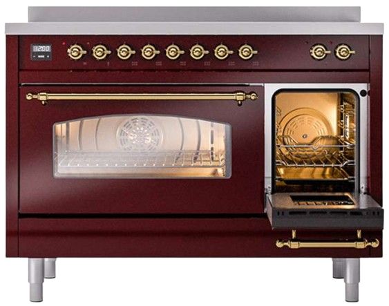 Ilve® Nostalgie II Series 48" Burgundy Pro Style Induction Range-2
