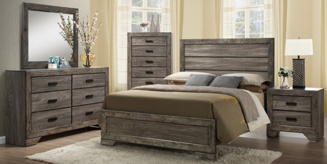 American Wholesale Furniture Nathan Distressed Gray Oak Twin Panel Bed-1