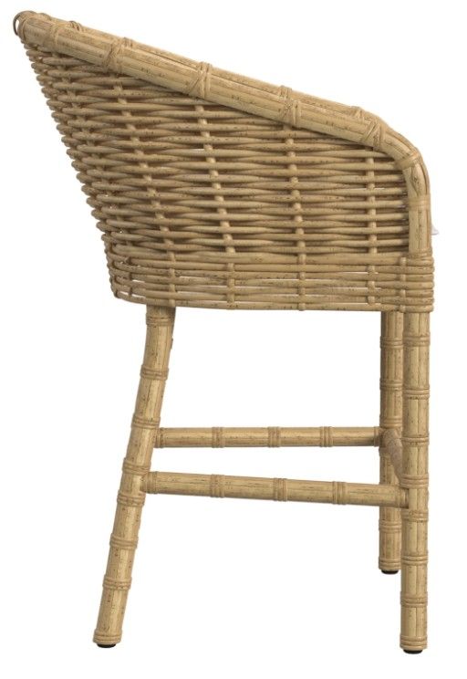 Sunset West Playa Natural Resin Wicker Outdoor Counter Stool with Soothe Pearl Cushion-2