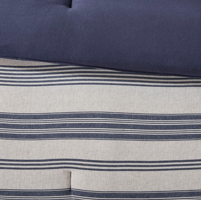 Olliix by Urban Habitat Cole Navy Twin/Twin XL Stripe Ultra Soft Cotton Blend Jersey Knit Comforter Set-2