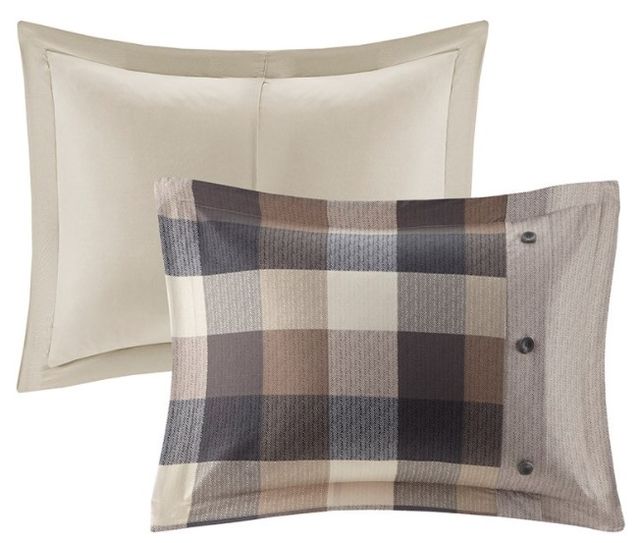 Olliix by Madison Park Ridge 7 Piece Neutral Queen Herringbone Comforter Set-2