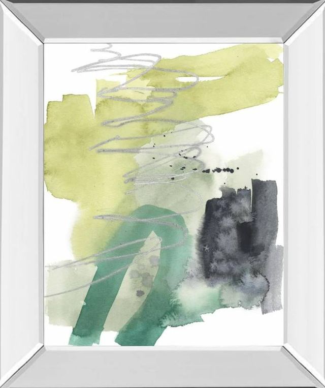 Classy Art Graffiti Green II by Jennifer Goldberger Mirrored Frame Wall Art-0