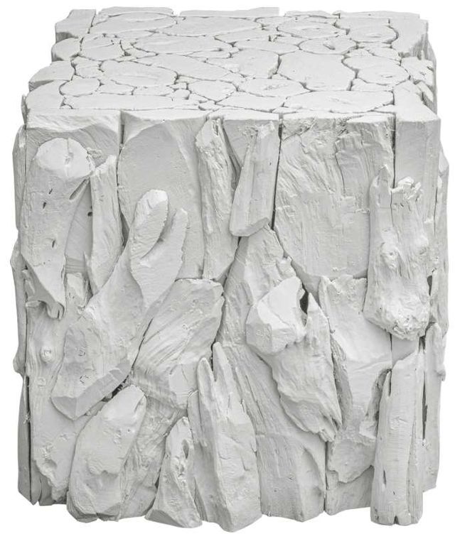Uttermost® Teak Root White Bunching Cube Ottoman-3