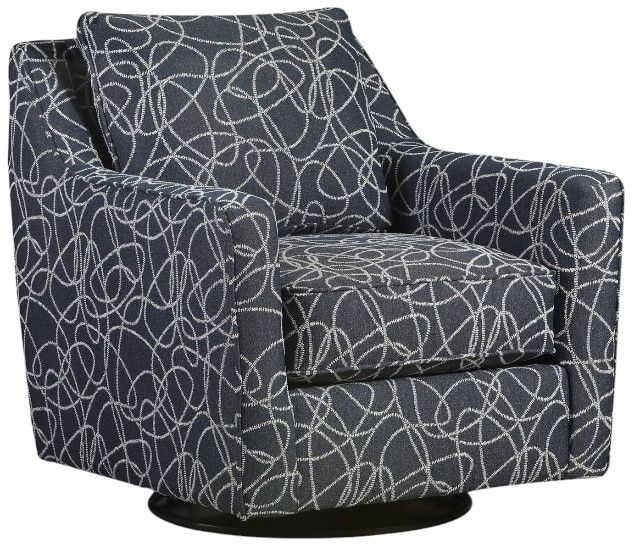 Fusion Furniture Lilavati Mist Ajax Galaxy Black Swivel Glider Chair-0