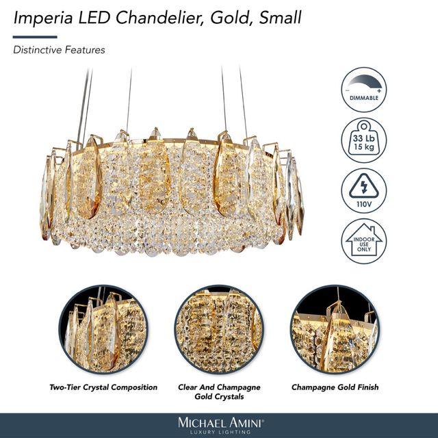 Michael Amini® Imperia Gold Small LED Chandelier-3