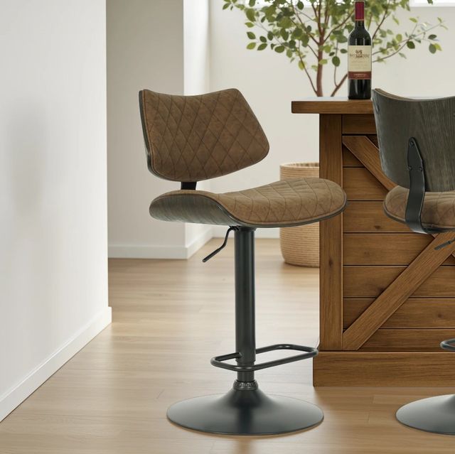 Armen Living Leland 4-Piece Espresso/Vintage Dark Brown Barstool Set-1