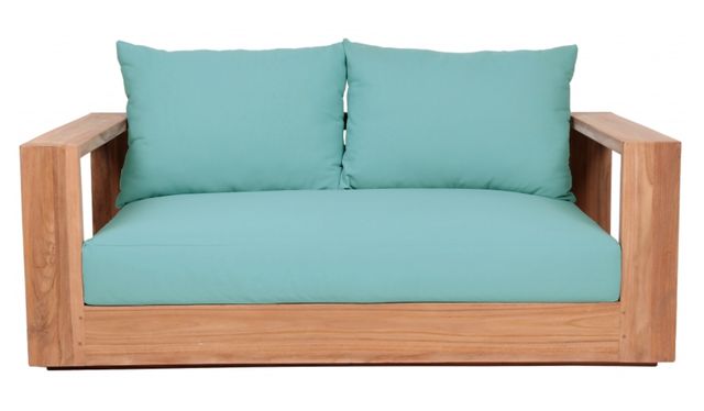 Meridian Furniture Tulum Sea Blue Fabric Outdoor Accent Loveseat-1