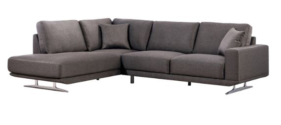Mazin Furniture Bayport 2-Piece Grey Left-Arm Facing Loveseat Sectional and Chaise-0