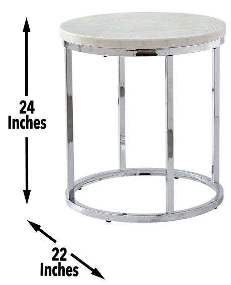 Steve Silver Co. Echo 3-Piece White Occasional Table Set with Chrome Base-3