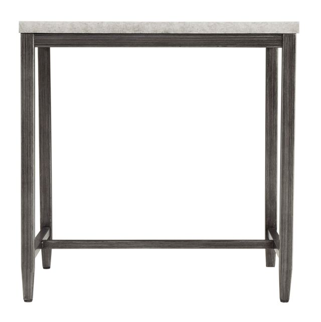 Signature Design by Ashley® Shybourne Light Gray Square End Table with Aged Bronze Base -2