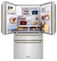 ZLINE Autograph Edition 36" 21.6 Cu. Ft. Stainless Steel Counter-Depth French Door Refrigerator with Water and Ice Maker in Fingerprint-Resistant and Polished Gold Helix Handles-4