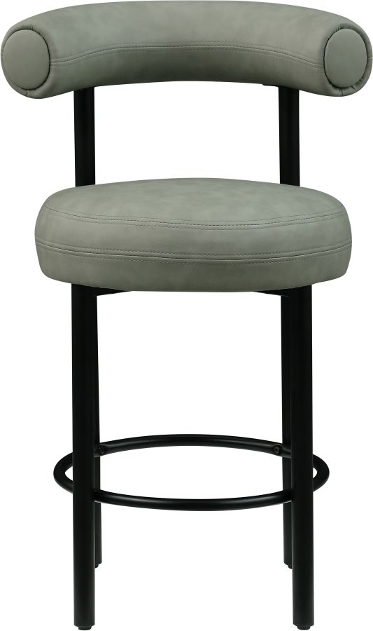 Meridian Furniture Bordeaux Green/Matte Black Vegan Leather Counter Stool-1