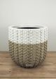 Le Present White and Greige 19" Basket Planter-4