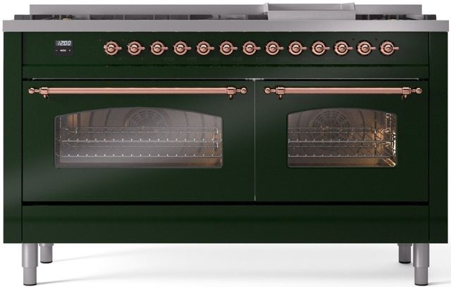 Ilve® Nostalgie II Series 60" Emerald Green Pro Style Dual Fuel Range-0