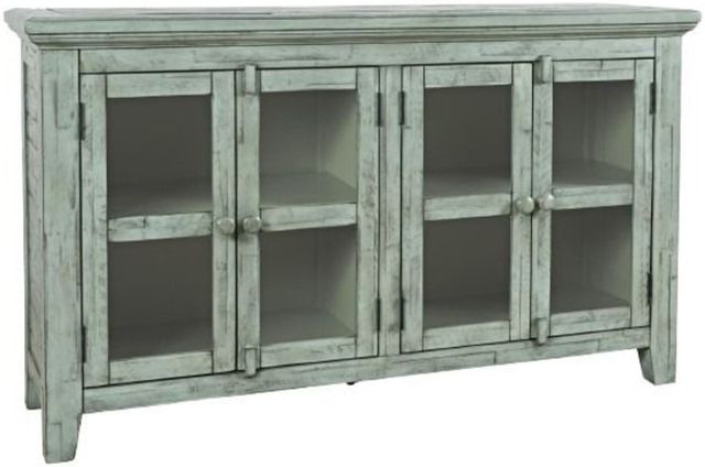 Jofran Inc. Rustic Shores Surfside Blue 4-Door Low Accent Cabinet-0
