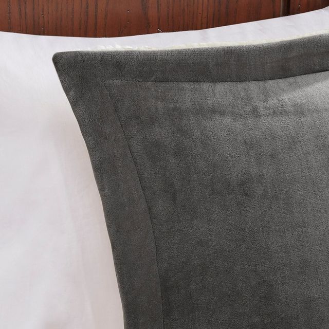 Olliix by Woolrich Alton Charcoal and Ivory King Plush to Sherpa Down Alternative Comforter Set-3