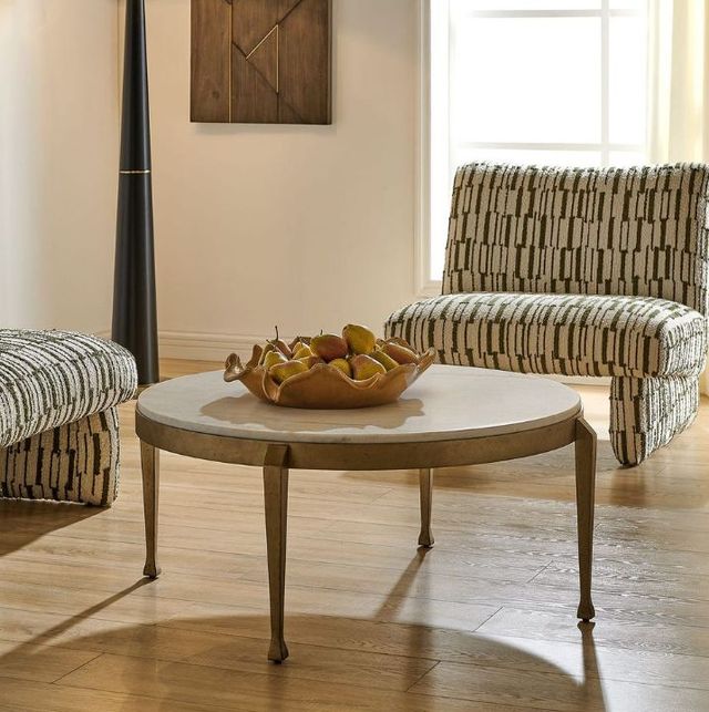 Uttermost® Tylan Brass/White Round Marble Coffee Table-2