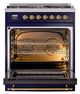 Ilve® Nostalgie II Noblesse 30" Midnight Blue Pro Style Dual Fuel Range with Brass Trim-2