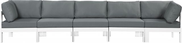 Meridian Furniture Nizuc 5-Piece Gray/White Outdoor Patio Modular Sectional-1