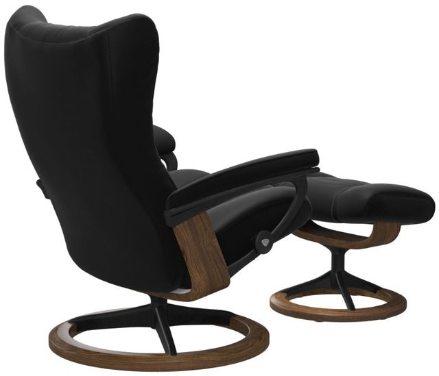 Stressless® by Ekornes® Customizable Wing Medium Manual Recliner and Ottoman with Signature Base-3