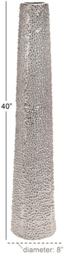 Deco Marche Silver Tall Vase with Bubble Texture-2