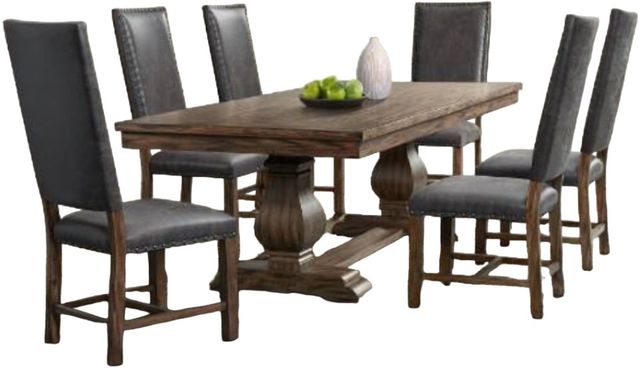 Elements International Gramercy 7-Piece Chocolate/Weathered Brown Rectangular Dining Set-0