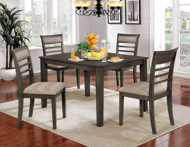 Furniture of America® Taylah 5-Piece Beige/Weathered Gray Dining Set-1