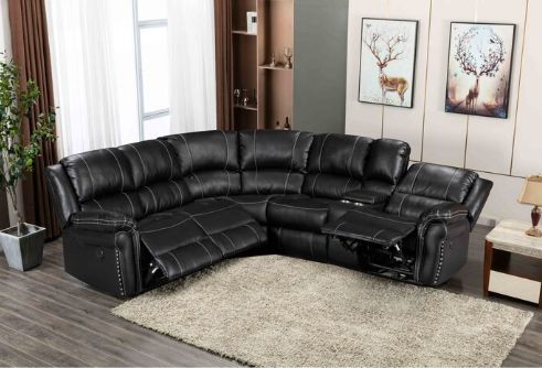 Milton Greens Stars 6-Piece Black Manual Recliner Sectional Sofa-1