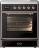 Ilve® Majestic III 30" Glossy Black Pro Style Induction Range with Triple Glass Door and Copper Trim-0