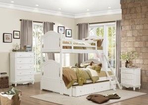 Mazin Furniture Clementine White Twin/Full Bunk Bed-2
