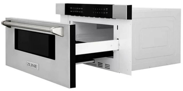 ZLINE Autograph Edition 30" 1.2 Cu. Ft. Stainless Steel Built-in Microwave Drawer with Polished Nickel Helix Handle-1