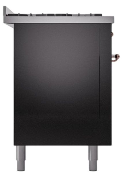 Ilve® Nostalgie II Noblesse 60'' Glossy Black Pro Style Dual Fuel Range with Copper Trim-2