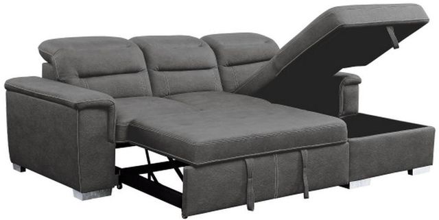 Mazin Furniture Alfio 2-Piece Gray Right-Arm Facing Pullout Sleeper Sectional and Hidden Storage Chaise-0