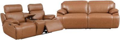 Front view of the Kian® Furniture 255 2-Piece Saddle Power Reclining Seating Set
