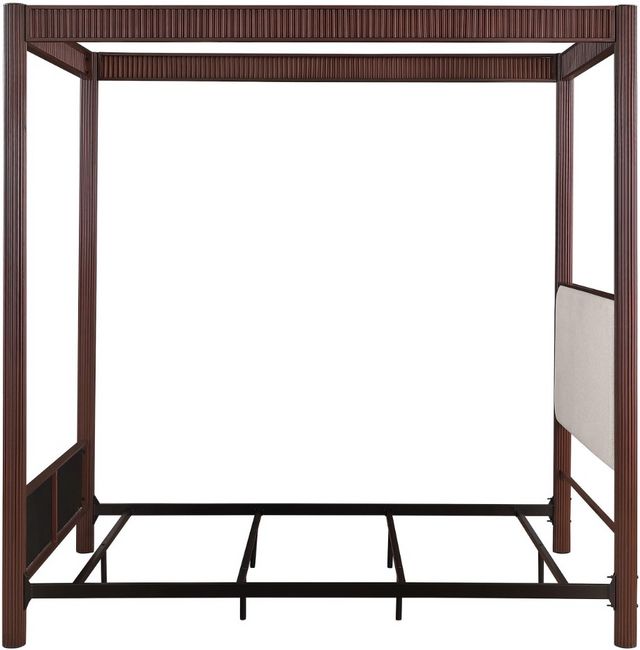 Coaster® Zimmerlee Beige/Rust Brown Queen Upholstered Canopy Bed-2