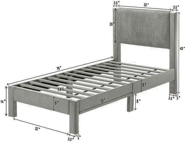 Crown Mark Lucia Light Gray Twin Platform Bed-2