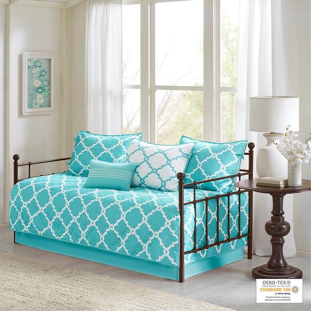 Olliix by Madison Park 6 Piece Aqua Merritt Reversible Daybed Set-0