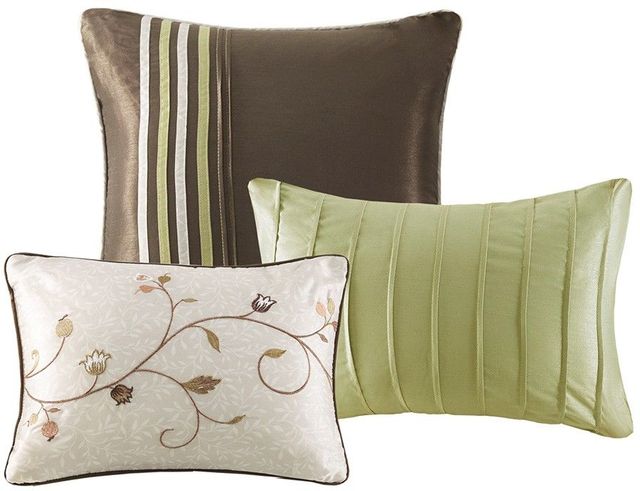 Olliix by Madison Park Serene 7 Piece Green California King Embroidered Comforter Set-4